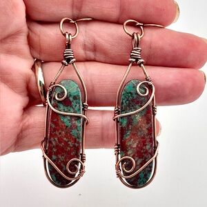 HANDMADE Sonora Sunrise Copper Wire Wrapped Dangle Earring, Artisan Jewelry Gift
